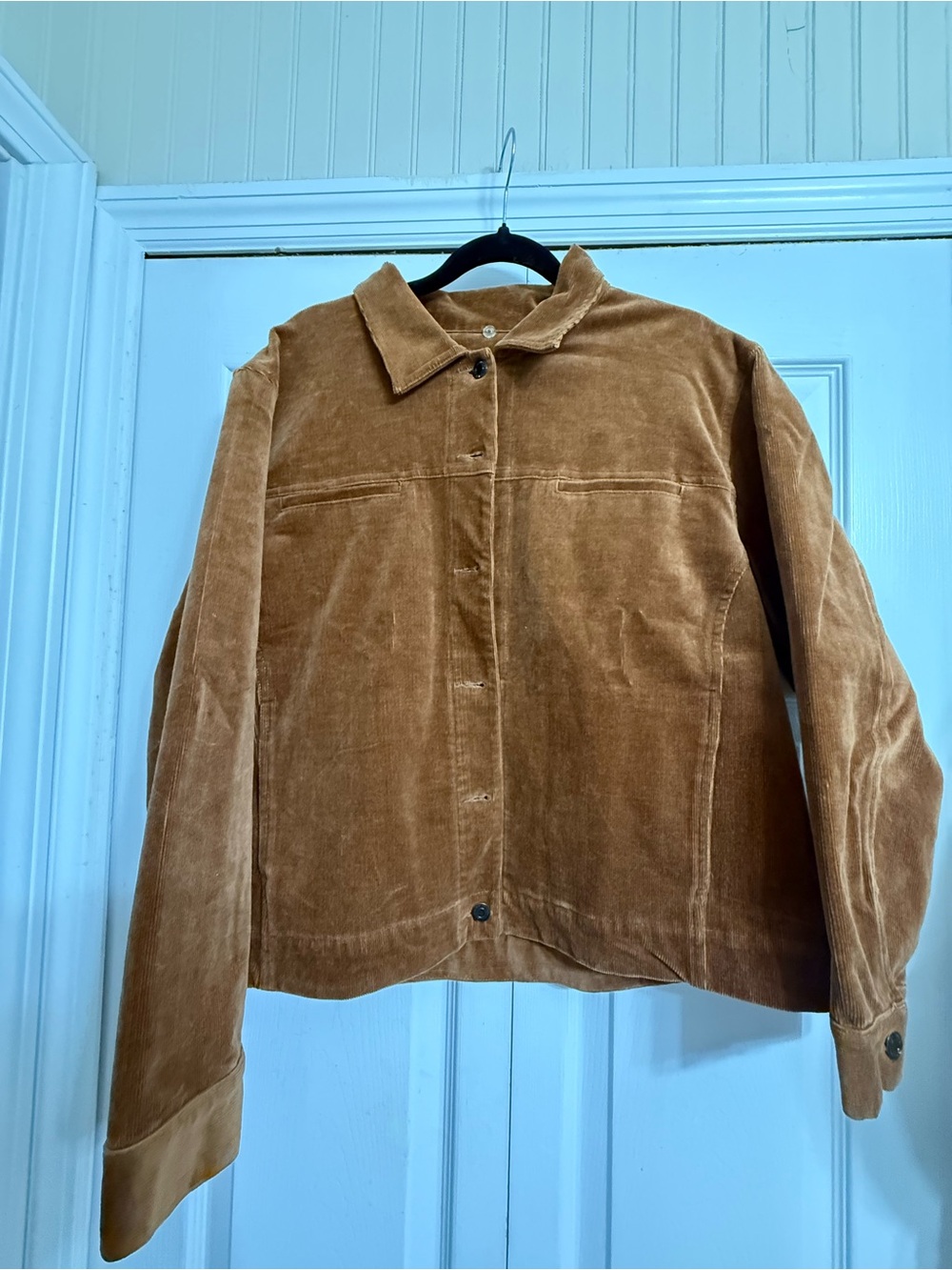 Women's Tan Corduroy Jacket - Casual Button-Front Coat